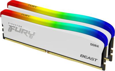 Kingston Rgb Fury Beast Special Edition Kf432c16bwak2/32 Ddr4-3200 ( Pc4-25600) With Asymmetrical White Heatsink Cl16 16gb X 2 Kit - Optimized For Amd Ryzen + Intel Xmp 1.35 - 288pin - Lifetime Warranty