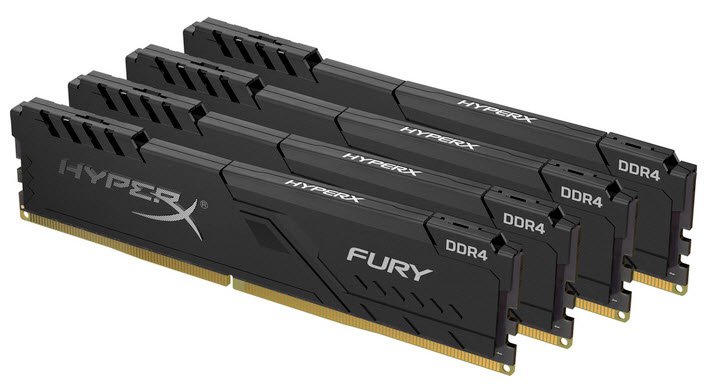 Kingston Hx424c15fb3k4/128 Ddr4-2400 ( Pc4-19200) Hyper-X Fury With Black Asymmetrical Heatsink Cl15 32gb X 4 Kit - Support Intel Xmp ( Extreme Memory Profiles ) 1.2v - 288pin - Lifetime Warranty