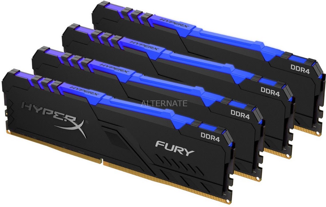 Kingston Hyper-X Rgb Fury Hx426c16fb3ak4/128 / Rgb Fury Beast Kf426c16bbak4/128 Ddr4-2666 ( Pc4-21300) With Asymmetrical Heatsink Cl16 32gb X 4 Kit - Support Intel Xmp ( Extreme Memory Profiles ) 1.2v - 288pin - Lifetime Warranty