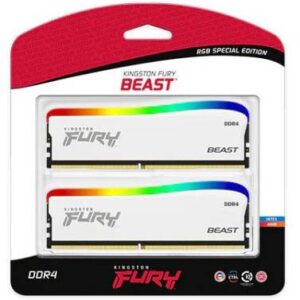 Kingston Rgb Fury Beast Special Edition Kf436c17bwak2/16 Ddr4-3600 ( Pc4-28800) With Asymmetrical White Heatsink Cl17 8gb X 2 Kit - Optimized For Amd Ryzen + Intel Xmp 1.35 - 288pin - Lifetime Warranty