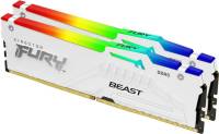 Kingston Fury Beast Rgb With White Heatsink  Kf556c36bweak2-64 - Ddr5-5600 (Pc5-44800) 32gb X2 Dual Kit - Expo Optimized For Amd Ryzen + Intel Xmp ( Extreme Memory Profiles ) Cl36 - 288pin Single Rank 38.4gb/Sec Memory Bandwidth Built-In Ecc 1.25v With built in memory management
