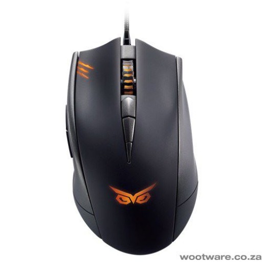 Asus Strix Claw Optical Gaming Mouse - Japanese-Made Omron D2f-01f Switches Orange Led 5000dpi Pixart Pmw3310dh-Awqt Controler With 1:1 Tracking And Angle-Snap-Free Movement On-Board 64kb Memory For Programable Game Profiles 6x Buttons ( 3 Programabl