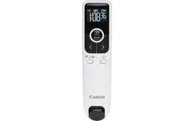 Canon Pr100 White Presenter 2.4ghz Rf - Double Red Laser Pointer With Backlit Lcd Display Timer Function With Vibration Alert Wireless Range-15m Laser Beam Range - 200m 7 Buttons With Page Up/Dwon+Volume Control With Battery Level Indicator 136x33x