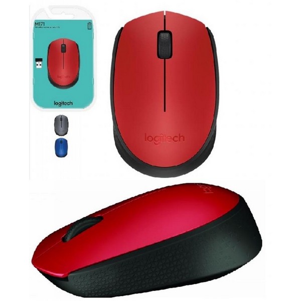Logitech 910-004641 M171 Cordless Notebook Mouse With Micro Nano Receiver Black + Red Highlight 3 Buttons With Smart Power Management ( Power Off When Receiver Stored Into The Mouse ) 1000dpi - Usb