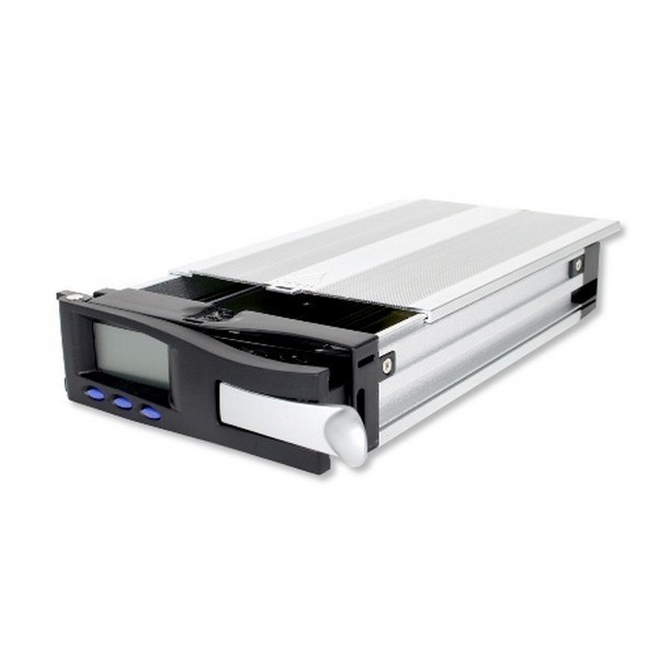 Icydock Mb122akgf Beige Aluminum With Lcd ( Hdd Access Alarm Fan Failure Overheating Hdd Master/Slave ) For Ide Hdd 40mm Rear Cooling Fan With Keylock - Inner Tray Compatible With Icydock Mb452uk Vantec Mrk-102fd