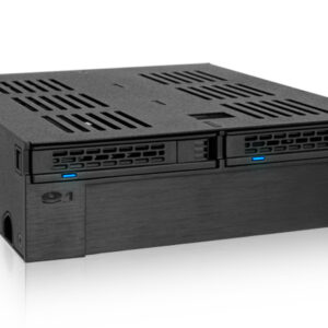 Icydock Mb322sp-B Mobile Rack - 2x Front-Accessed 9.5mm 2.5" With Latch-Lock + 1x Front Accessed 3.5" In 1x 5.25" Plastic With Metal Dust Cover Finish With Screwless Quick Release Button