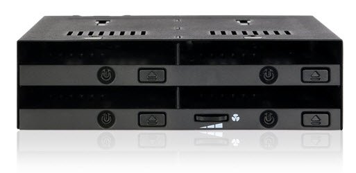 Icydock Mb524sp-B Trayless Mobile Rack Black - For Upto 4x 9.5mm 2.5" Sata6g /Sas In 5.25" Bay With Power Buttons + Led Push And Eject Design - Full Metal Construction 1x 40mm Fan