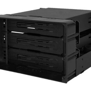 Icydock Mb830sp-B Mobilerack / Internal Docking - 3 X Hot-Swappable 3.5" Sata/Sas In 2 X 5.25" Bay Screwless + Trayless + Spring Loaded Dust Cover With Apt ( Active Power Technology - Led + Fan Only Powered When Hdd Inserted ) Aluminum Blac