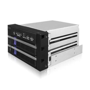 Icydock Mb901spr-B Mobile Rack With Built-In Raid 1/Mirror + Advanced Raid Status Led Indicators Black - For 2x 2.5"/3.5" Sata6g Hdd In 2x 5.25" Bay With Latch-Lock - Tougharmor Heavy Duty Metal Construction Hot-Swappable Inner Tray Exc