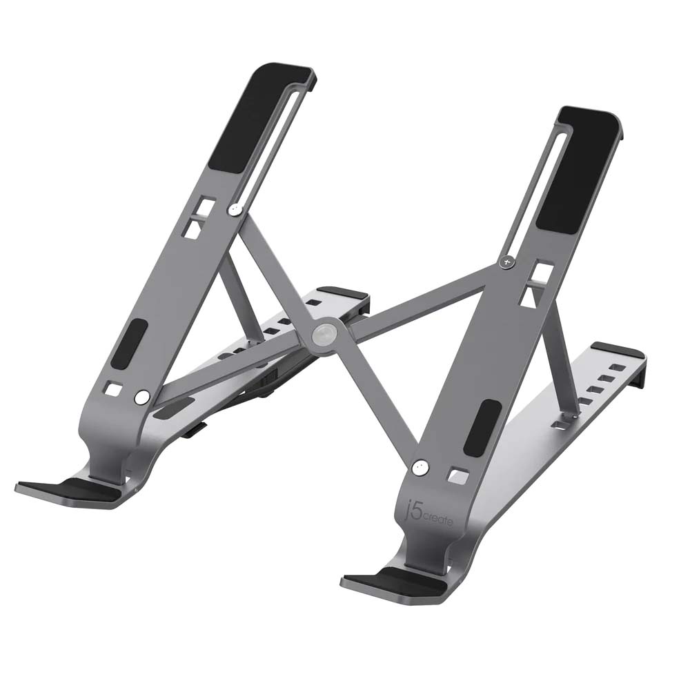 J5create Jts223 Multi-Angle Mobile Stand With 4-Port Usb Hub Upto 10kg 16" Notebook - Aluminum Construction Adjustable Angles And Height Foldable Design Detachable Type-C Usb Hub ( 4x Type-A ) Foldable Design Wwith Protective Bag