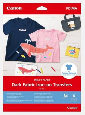 Canon Df-101 Iron-On T-Shirt Transfer For Dark-Coloured Fabrics - A4 5 Sheets - Compatible With Pixma Pro-100 Ix6800 Ip8700 Mg7500 Mg6700 Mg5600 Pro-100s Mg7700 Mg5700 Mg3600 Ts9000 Ts8000 Ts6000 Ts5000 Ts9100 Ts8100 Ts6100 Tr8500 Tr7500 Ts51xx Ts9500 T