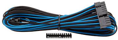 Corsair Cp-8920164 Blue+Black Premium Individually Sleeved Flexible Paracorded Cable With Cable Comb - 24pin Atx 610mm With 1 Connector - For Rmx Series ; Rmi Series Sf Series
