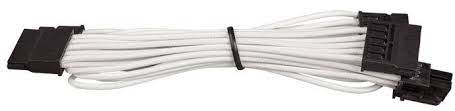 Corsair Cp-8920189 White Premium Individually Sleeved Flexible Paracorded Cable With Cable Comb - Sata 750mm With 4 Connectors - For Rmx Series ; Rmi Series Sf Series