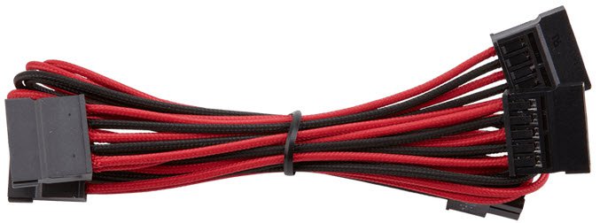Corsair Premium individually sleeved Modular 4x Sata cable in Red and Black for Type 4 Corsair Power Supplies