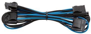 Corsair Cp-8920199 Blue+Black Premium Individually Sleeved Flexible Paracorded Cable With Cable Comb - 4pin Molex 750mm With 4 Connectors - For Rmx Series ; Rmi Series Sf Series