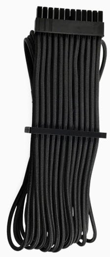 Corsair Cp-8920229 Black Premium Individually Sleeved Flexible Paracorded Cable ( Type4 Gen4 ) - 24pin Atx 610mm With 1 Connector Heatshrink-Less Connectors With Modular Interlocking Cable Combs - For Rmx Rmi Series Hx Hxi Ax Ax1600i Sf Series