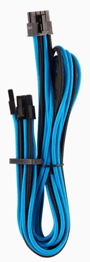 Corsair Cp-8920249 Blue+Black Premium Individually Sleeved Flexible Paracorded Cable ( Type4 Gen4 ) - 2x Pcie (6 Or 8pin) 2x 650mm With 2 Connectors Heatshrink-Less Connectors With Modular Interlocking Cable Combs - For Rmx Rmi Series Hx Hxi Ax Ax1