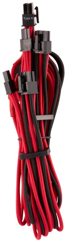 Corsair Individually Sleeved modular 4x PCiE Cable (Type 4 Gen 4) Red and Black