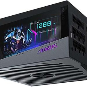 Gigabyte Aorus Gp-Ap1200pm 1200w 80plus Platinum Modular + Digital Lcd ( Customizable For Pc Health/Text/Image/Gif/Video ) + Rgb - 12x Full Modular Cable Management ( All Detachable + Flat Cable System ) Eps12v- 24pin ( 4pin Detachable ) 2x Eps12v 10x