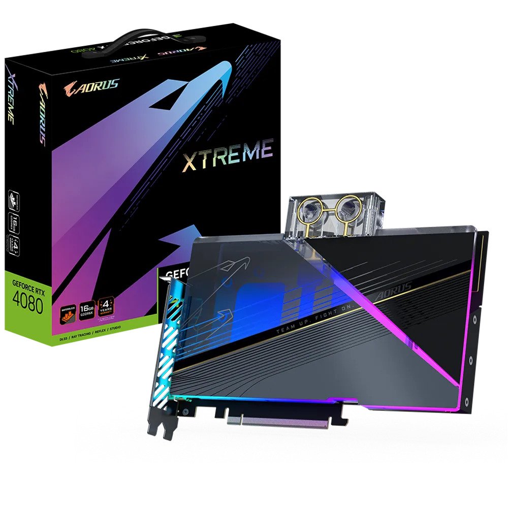 Gigabyte Nvidia Geforce Rtx 4080 16gb Aorus Extreme Waterforce Waterblock With Fusion 2.0 Rgb Lighting - Gddr6 256bit
