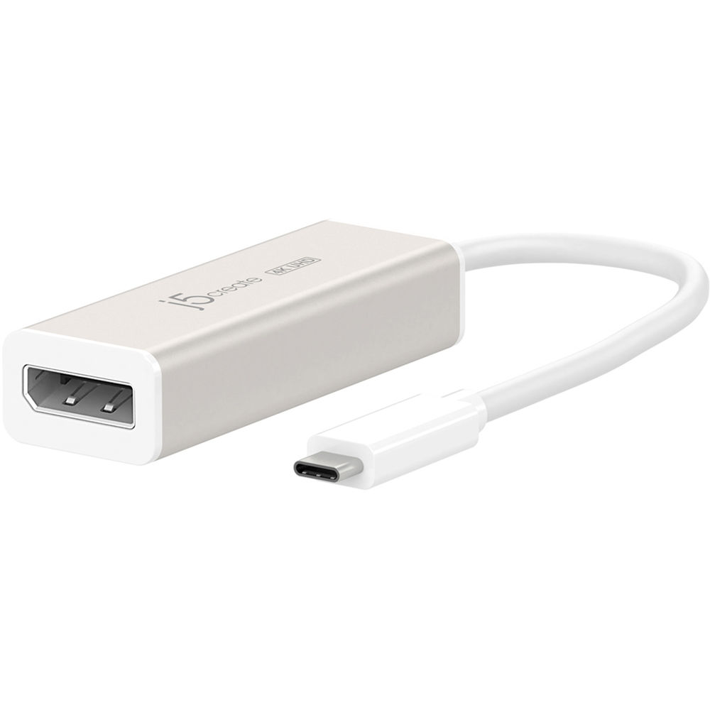 J5create Jca140 Type-C Usb3 To Displayport Adapter Cable ( Female Work With Existing Cable ) Ideal For Desktop Or Notebook/New Mac Book Support Upto 4k Hd ( 3840x2160 ) 23x68x14mm + 145mm Cable - Usb-Powered Aluminum Housing