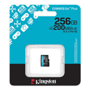 Kingston Canvas Go! Plus G4 256gb MicroSdxc Card for 4k Video, drones and action cameras, offers fast transfer speeds up to 200mb/s and 160mb/s write with u3 and v30 ratings for seamless recording