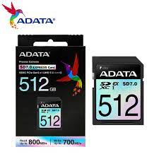 Adata Asd512gex3l1 512gb Sdxc Premier Extreme Series - Sd Express 7.0 ( Ssd Class Pcie Gen3x1 And Nvme ) With Anti-Static/Water/ Temperature/ Shock/ Vibration/ X-Ray Proof 24x32x2.1mm Not Compatible With Sdhc Only Camera/Reader - Uhs-I Ex-I V30 Read/