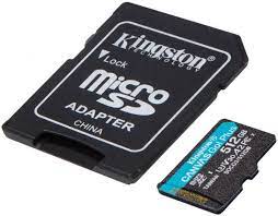 Kingston Sdcg3/512gb Microsdxc Canvas Go Plus Designed For Hd+Hi-Res Filming With Water/ Temperature/ Shock/ Vibration/ X-Ray Proof ( Secure Digital Extended Capacity 15x11x1mm ) With Sdxc Adapter Not Compatible With Sdhc Only Camera/Reader Uhs-I U3 V