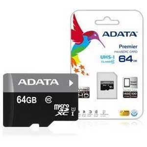 Adata Premier Ausdx64guicl10-Ra1 64gb Microsdxc ( 15x11x1mm ) With Sdxc Adapter Not Compatible With Sdhc Only Camera/Reader - Uhs-I ( Uhs-I / Sd3.0 ) With Sdmi Read/Write : 50/33mb/Sec Mininum Iops Read/Write : 1400/100 - Lifetime Warranty Retail Pac