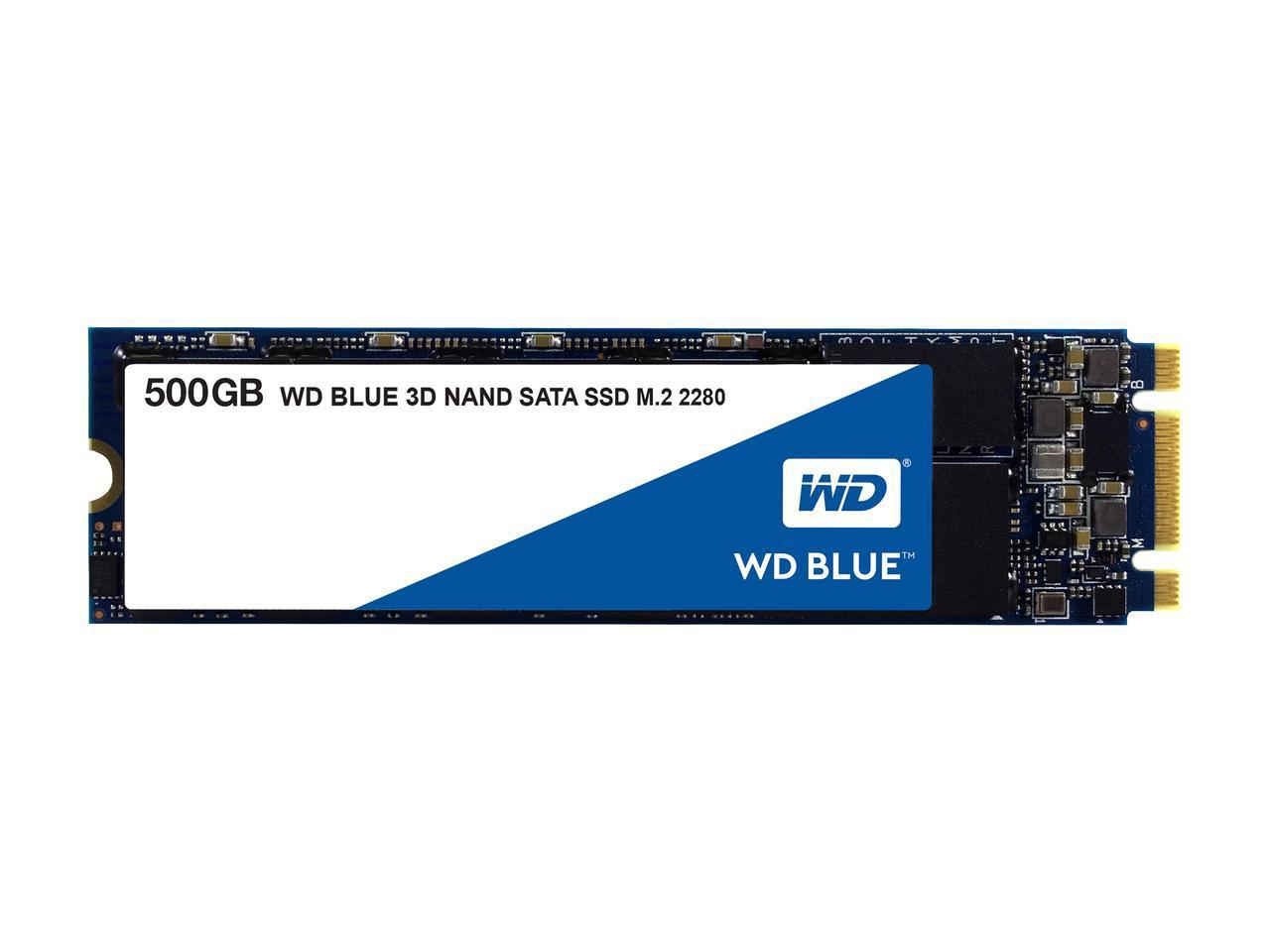 Westerndigital Blue Wds500g2b0b / Wds500g3b0b Ngff ( M.2 ) 3d Tlc Ssd 500gb With Slc Cache Sata6g Type 2280 -80x22x2.4mm (Single Sided) - Sequential Read Read/Write : 560/510mb/Sec Random Read/Write 4k : 90000/82000 Iops 1.75 Millions Mtbf With 200tb