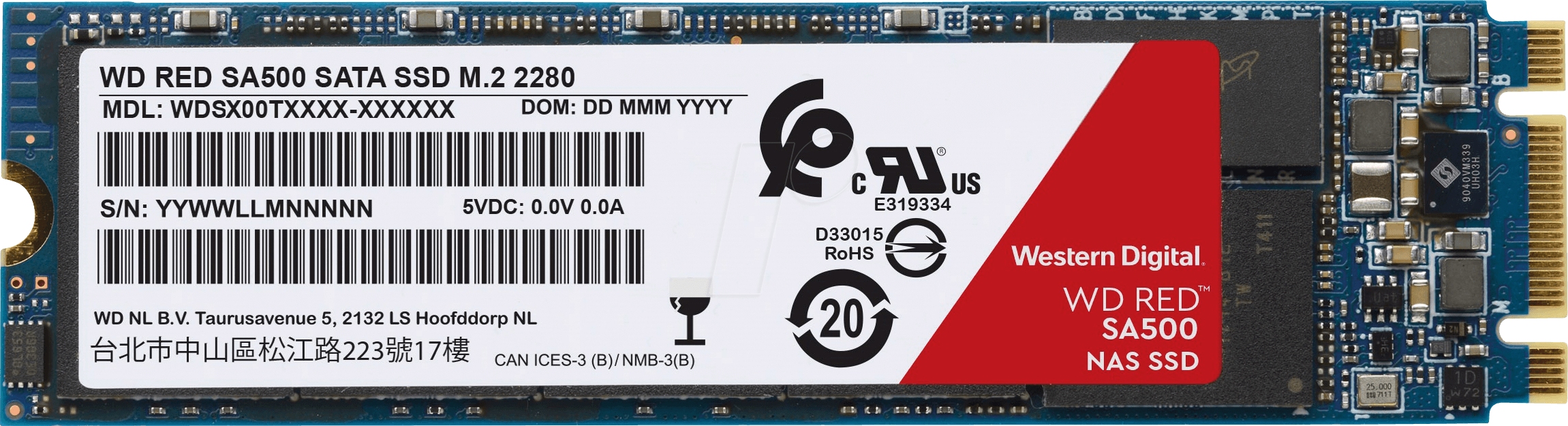 Westerndigital Red Sa500 Wds500g1r0b Ngff ( M.2 ) Nas Sata Ssd Type 2280 -80x22x2.4mm (Single Sided) 500gb 3d Tlc With Slc Cache Sequential Read Read/Write : 560/530mb/Sec Random Read/Write 4k : 95000/85000 Iops 2 Millions Mtbf With 350tbw - 5 Years