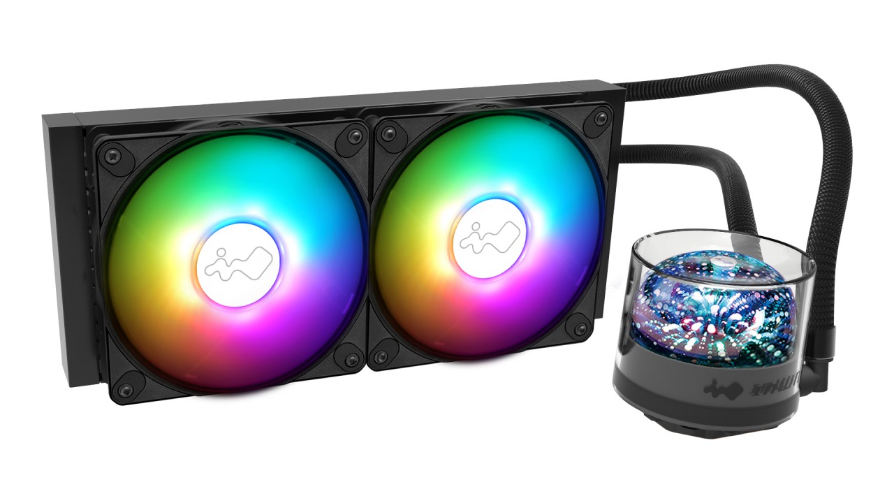 In-Win Nr24 Nebula Rgb 240mm Cpu Water Cooling With One-Click Controller - Dual-Chamber Anodized Aluminium Pump With Microchannel Fins With Nebulas Infinite Shining Stars 120x277x27mm Aluminum Radiator With 2x 120mm Luna Argb Pwm Fan 400-1800rpm ( Su