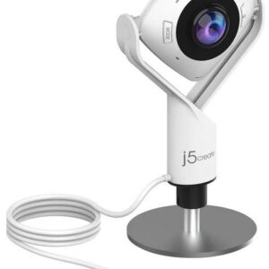 J5 Jvcu360 Hd Webcam - All Around 360 Rotation With Height Adjustable Stand 6x Display Modes 2 Buttons + Touch Controls To For Host/Participants Selection Tripod Mountable Streaming And Recording Optimized Built-In Hd Microphones - Support Full Hd 1080p