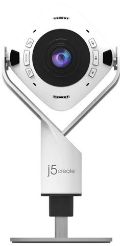 J5 Create Jvu368 Hd Webcam - All Around 360 Rotation With Speakerphone + Remote Control + Height Adjustable Stand 6x Display Modes 6 Buttons + Touch Control To For Host/Participants Selection Tripod Mountable Streaming And Recording Optimized Built-In Hd Mic