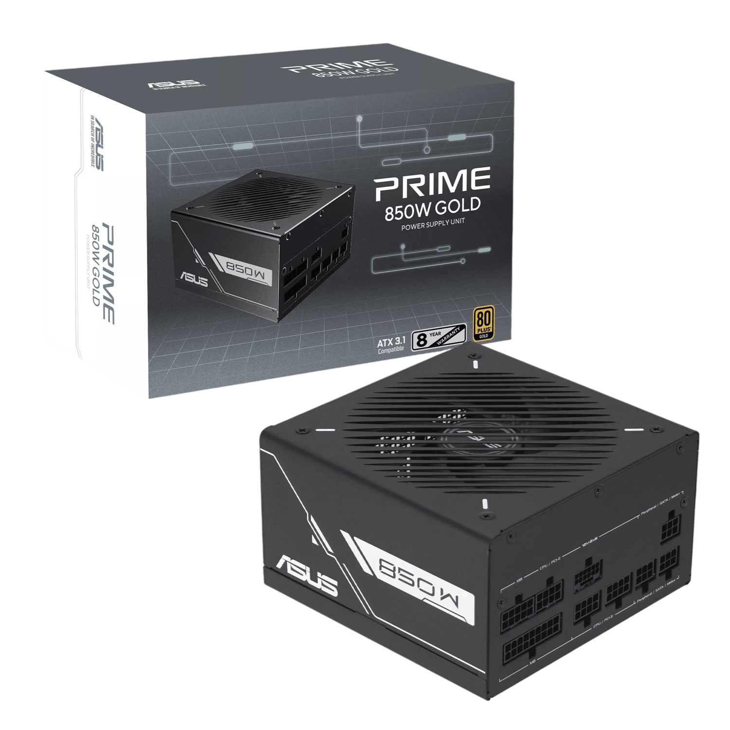 Asus Prime 850w 80plus Gold Black Edition Pcie 5.0 Modular Power Supply