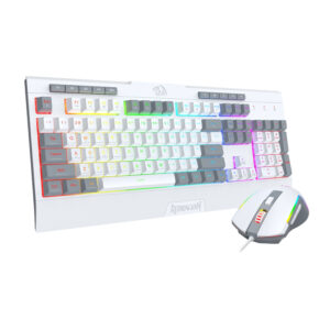 Redragon S151 Wired Rgb Gaming Keyboard And Mouse Combo - White And Grey