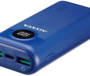 Adata Ap10000qcd-Dgt-Cdb P10000qcd Drak Blue Powerbank 10000mah(37wh) , Qualcomm Quick Charge 3.0 , Pd3.0 Fast Charge , Resilient Plastic With Fire-Retardant , 5v/3a Or 9v/2a Input For Fast Charging + Triple Output ( 2x Usb Type-A + 1x Usb3 Type-C ) , For