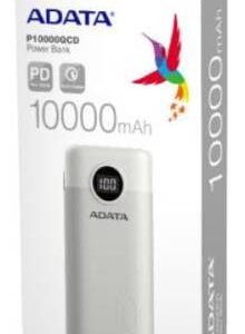 Adata Ap10000qcd-Dgt-Cdb P10000qcd Drak White Powerbank 10000mah(37wh) , Qualcomm Quick Charge 3.0 , Pd3.0 Fast Charge , Resilient Plastic With Fire-Retardant , 5v/3a Or 9v/2a Input For Fast Charging + Triple Output ( 2x Usb Type-A + 1x Usb3 Type-C ) , For