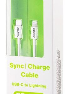 Adata Amficpl-1m-Cwh Usb2 Type-C I-Cable ( Lightning 8pins Sync+Charge ) - Plastic White - Apple Mfi Certified , 24 Awg Copper Power Wire , Emi Protection With Foil+Copper Shielding - 100cm