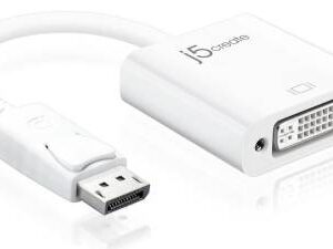J5create Jda134 Displayport To Dvi 90mm Converter Cable ( Female Work With Existing Hdmi Cable ) - Support Upto Full Hd 1920x1200 / 1080p @60hz White For Mac Or Pc - Retail Pack