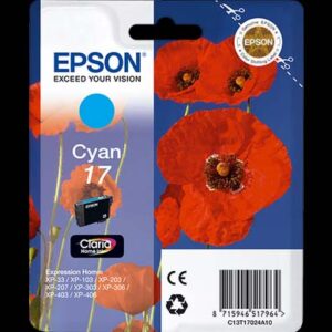 Epson ( C13t17024a10 ) - No.17 Cyan Claria Home Ink 3.2ml - For Xp-33 Xp-103 Xp-203 Xp-207 Xp-306 Xp-406