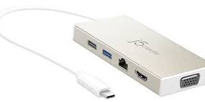 J5 Create Jcd376 Minidocking - Usb3.0 Type-C ( Gen1/5gbps ) Universal Docking Station With D-Sub+ Hdmi+ Gigabit Lan+ 2x Usb3.0+ Type-C + Ac Power In For Type-C Charging - 4k Hdmi ( Upto 3840x2160@30hz Or 1920x1080@60hz ) ; For Windows Or Mac 53x15x115mm