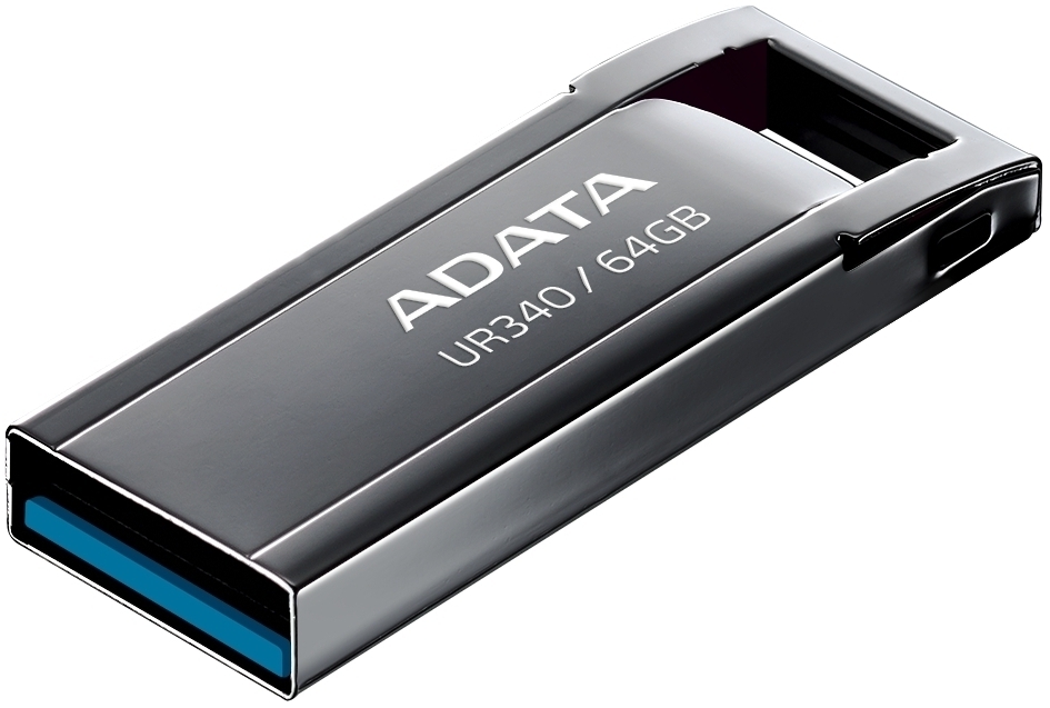 Adata Ur340 128gb Usb3.0 Flash Drive Zinc-Alloy Housing With Integral Strap Hole For Lanyard Or Keychain Waterproof And Dustproof With Cob Design Unibody Nickel Construction Read/Write : 100/30 Mb/Sec 34.8x12.3x4.6mm Support Linux Mac Os Support