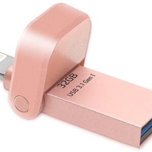Adata I-Memory Flash Drive Ai920-32g-Crg 32gb Rose Gold - Usb3 + Apple Certified Mfi Lightning Dual-Connectors Flash Drive For Ios/Mac/Pc Cob Design With Mini-Size ( 37.8x16.9x6.9mm ) Dust And Water Resistant Support Ultra Hd 4k Video Playback + Apple