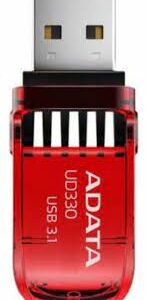 Adata 32gb Ud330 Red Usb3.0 Flash Drive Folding Cover Design + Integral Strap Mount Dust/Shock/Water Resistant - Cob Design With Mini-Size ( 32.4x18.6x12mm ) Read/Write : 100/30 Mb/Sec Support Linux Mac Os Support Free Ostogo + Ufdtogo + 60days Tri