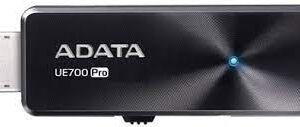 Adata Ue700 Pro 32gb Usb3.0 Flash Drive ( Usb2.0 Backwards Compatible ) Circular Brushed Aluminum Finish With Blue Led Indicator + Retractable Usb Connector Capless Design Usb3.0 Read/Write : 300/50 Mb/Sec 63x23x7mm Compact Slim Design Support Linux