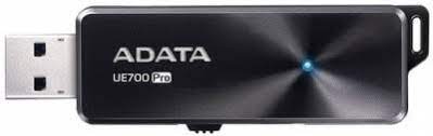 Adata Ue700 Pro 64gb Usb3.0 Flash Drive ( Usb2.0 Backwards Compatible ) Circular Brushed Aluminum Finish With Blue Led Indicator + Retractable Usb Connector Capless Design Usb3.0 Read/Write : 300/55 Mb/Sec 63x23x7mm Compact Slim Design Support Linux