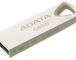 Adata Uv210 64gb Usb2.0 Flash Drive Sandblasted Zinc-Alloy Housing With Integral Strap Hole For Lanyard Or Keychain Advanced Cob ( Chip-On-Board ) Design With Dust/Shock/Water Resistant 39x12.2x4.5mm Support Linux Mac Os Support Free Ostogo + Ufdtog