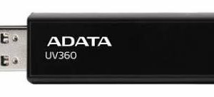 Adata Uv360 64gb Usb3.0 Flash Drive Black With Mirror Finish Capless Design With Side Thumb Sliding Lid + Integral Strap Mount - 53.3x17.9x7.4mm Read/Write : 100/30 Mb/Sec Support Linux Mac Os Support Free Ostogo + Ufdtogo + 60days Trial Norton Inter