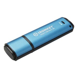 Kingston Ikvp50/128gb Ironkey Vault Privacy 50 Series Usb3 Type-A Flash Drive Fips 197 Certified & Xts-Aes 256-Bit Hardware Encryption Multi-Password Option (Admin User And One-Time Recovery) Locally Managed For Small And Medium Businesses Rugge
